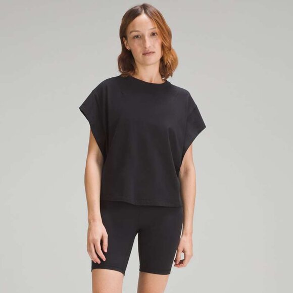 Lululemon Wide-Sleeve Cotton T-Shirt - Black - Picture 1 of 4